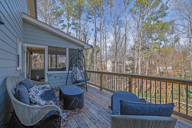 wooden terrace with a sunroom