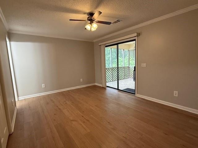 363 Mount Vernon Dr, Calhoun, GA 30701 - unfurnished room featuring ornamental molding, wood finished floors, ceiling fan, a textured ceiling, and baseboards