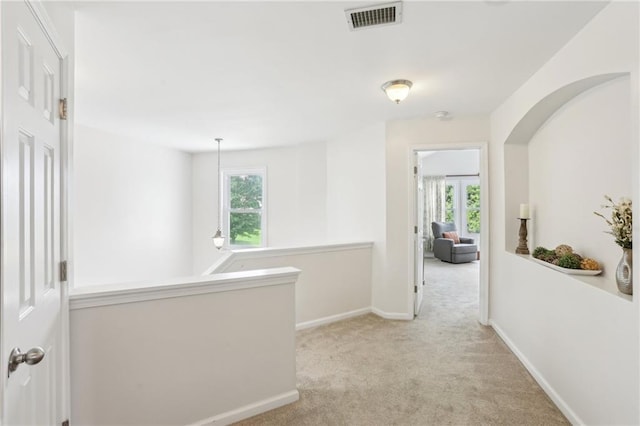 5225 Stonehaven Vw, Cumming, GA 30040 - corridor featuring carpet floors, baseboards, and an upstairs landing