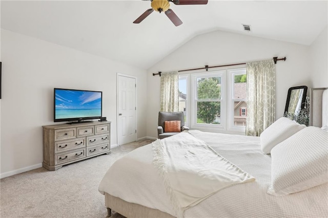5225 Stonehaven Vw, Cumming, GA 30040 - bedroom with vaulted ceiling, baseboards, ceiling fan, and carpet floors