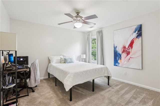 5225 Stonehaven Vw, Cumming, GA 30040 - bedroom with baseboards, light colored carpet, a desk, and a ceiling fan