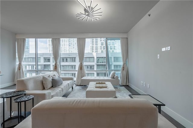 living room featuring a wealth of natural light