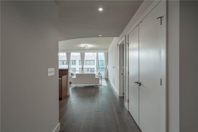 hall featuring dark hardwood / wood-style flooring