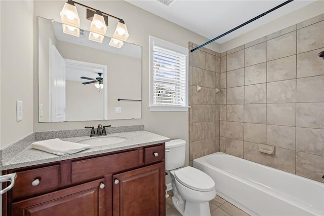 29 Lankford Rd, Tucker, GA 30084 - full bath with toilet, vanity, tile patterned floors, shower / tub combination, and a ceiling fan