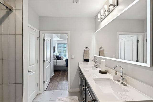 bathroom featuring vanity and tile patterned floors