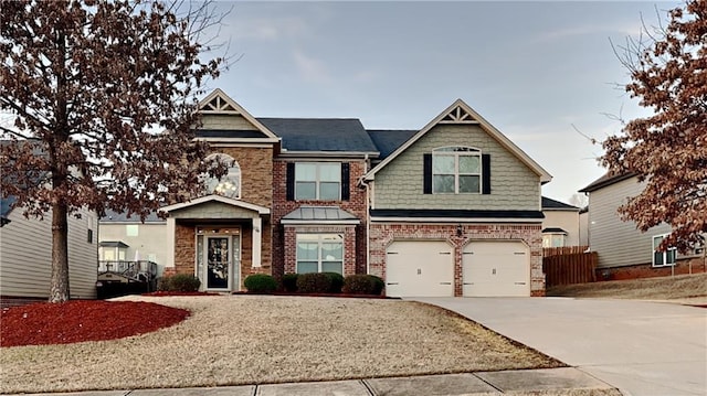 craftsman inspired home featuring a garage