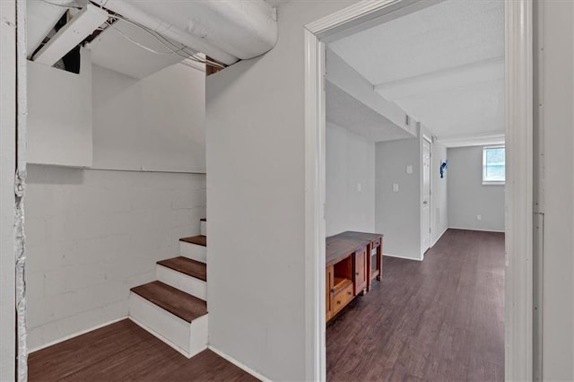 interior space featuring stairs and wood finished floors