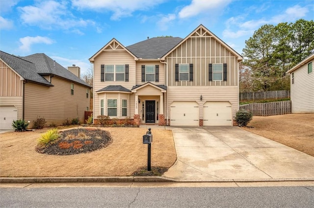 view of front of house with a garage