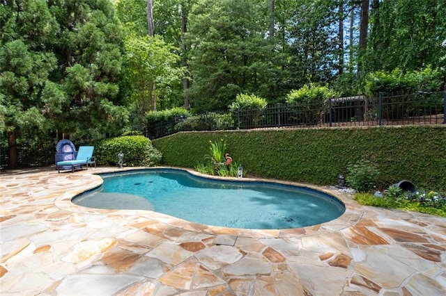 view of pool with a patio and fence