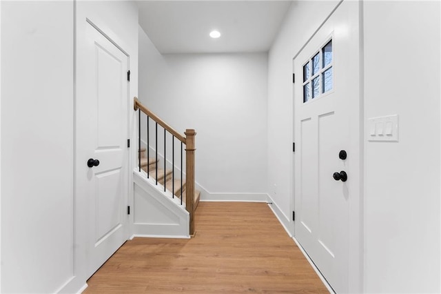 foyer entrance featuring light hardwood / wood-style floors