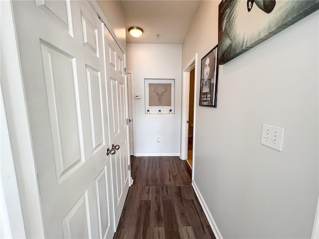 hallway featuring dark hardwood / wood-style flooring