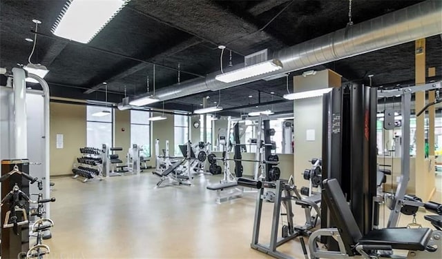 gym with concrete floors