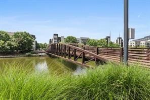 view of community featuring a water view