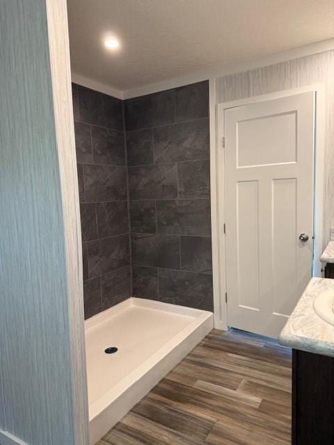 332 Dewaters Rd, Commerce, GA 30529 - full bath with a shower stall, wood finished floors, and vanity