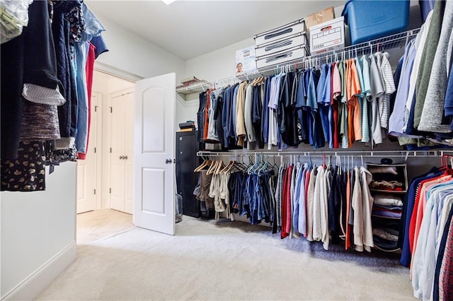 walk in closet with carpet