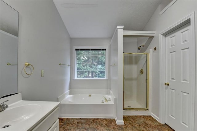 5385 Spotted Fawn Ct, Suwanee, GA 30024 - bathroom with a shower stall, a garden tub, and vanity