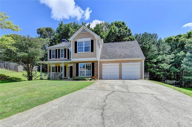 5385 Spotted Fawn Ct, Suwanee, GA 30024 - view of front of property featuring a garage, driveway, covered porch, and brick siding