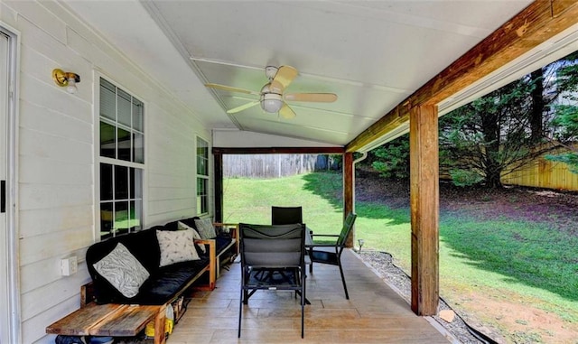 5385 Spotted Fawn Ct, Suwanee, GA 30024 - view of patio with an outdoor hangout area and a ceiling fan