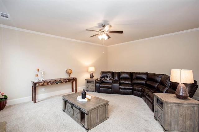 637 Little Bear Loop, Canton, GA 30114 - living area with a ceiling fan, carpet, crown molding, and baseboards