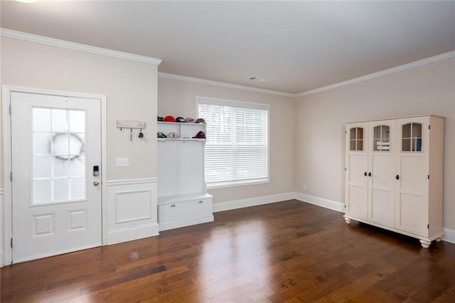 637 Little Bear Loop, Canton, GA 30114 - foyer with dark wood finished floors, crown molding, and baseboards