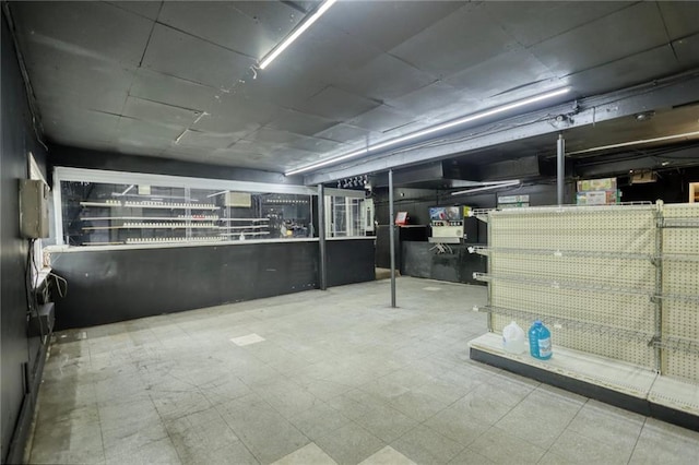 basement with light tile floors