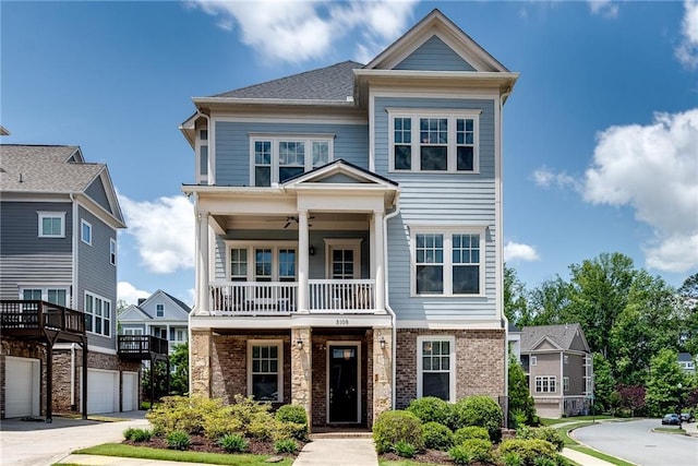 3108 Huntington Pl, Milton, GA 30004 - view of front of property with a balcony, brick siding, and ceiling fan