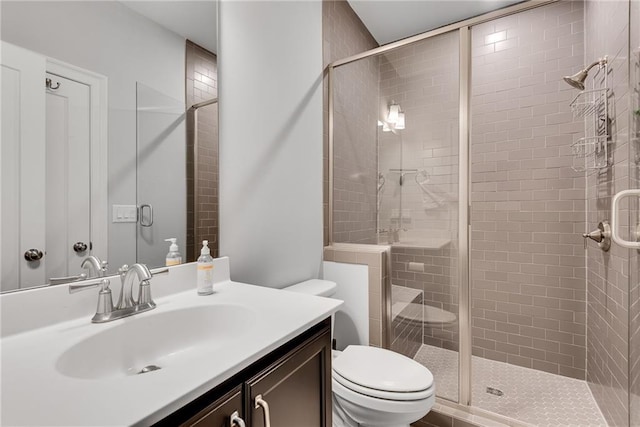 3108 Huntington Pl, Milton, GA 30004 - bathroom featuring toilet, a shower stall, and vanity