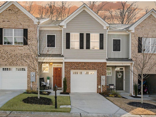 view of property featuring a garage