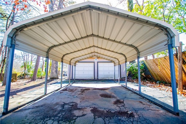 garage with a carport