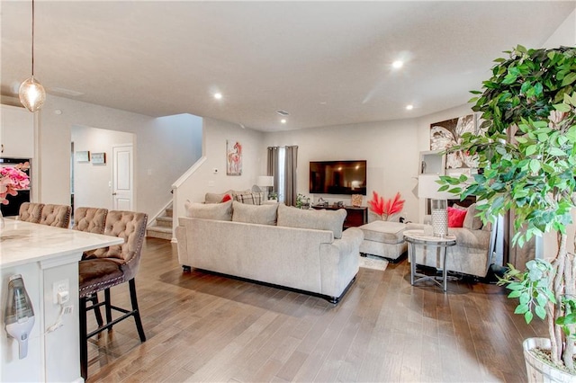 living room with wood-type flooring