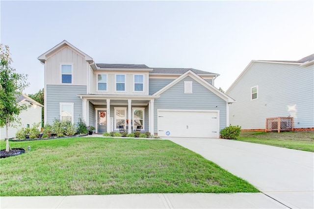 view of front of house featuring a porch and a front yard