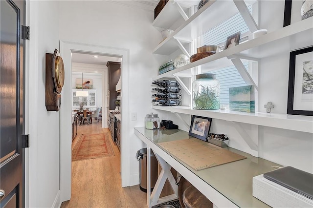 interior space with light hardwood / wood-style floors