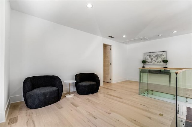 living area featuring light wood-type flooring