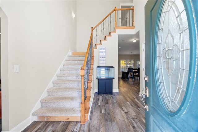 foyer with dark hardwood / wood-style flooring