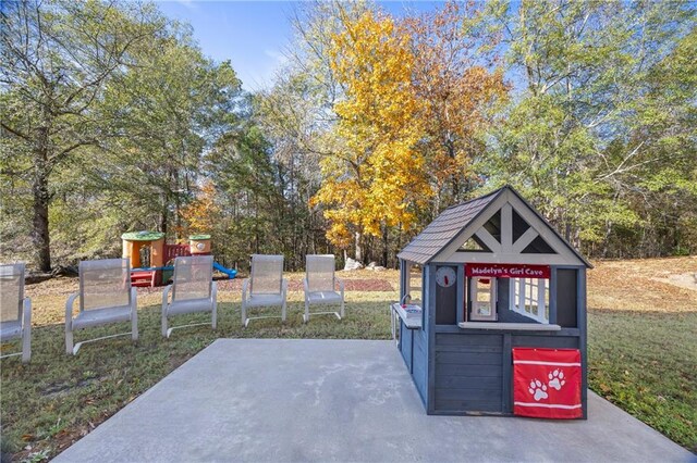 view of patio / terrace featuring a playground