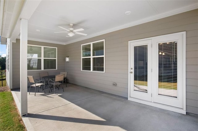 view of patio with ceiling fan