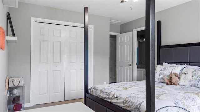 bedroom featuring a closet