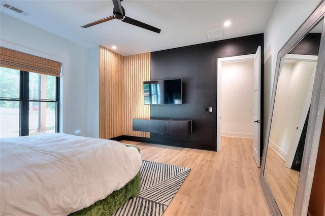 3960 Stock Rd, Monroe, GA 30656 - bedroom with light wood-style flooring, recessed lighting, and ceiling fan