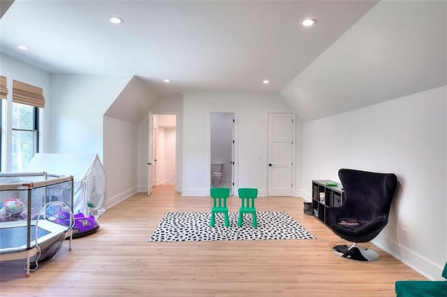 3960 Stock Rd, Monroe, GA 30656 - recreation room with light wood-type flooring, recessed lighting, and vaulted ceiling