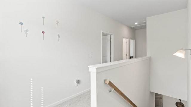 305 Knights Ct, Canton, GA 30115 - hallway with baseboards, an upstairs landing, and carpet