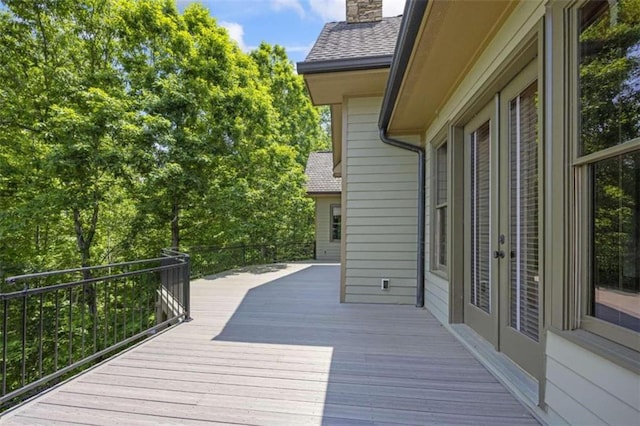 wooden terrace with french doors