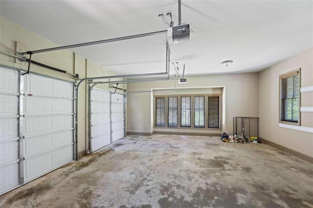 garage with a garage door opener