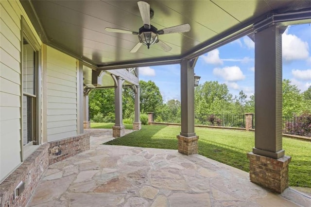 view of patio / terrace with ceiling fan