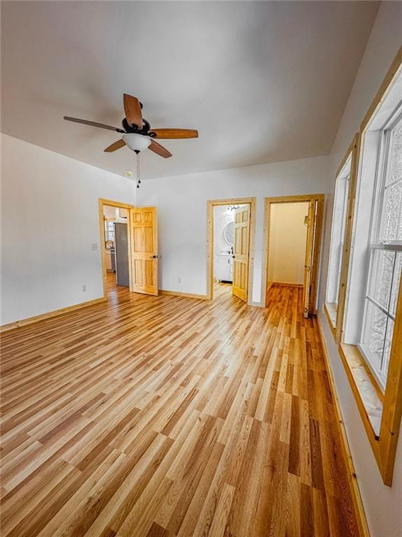 interior space featuring ceiling fan and light hardwood / wood-style floors