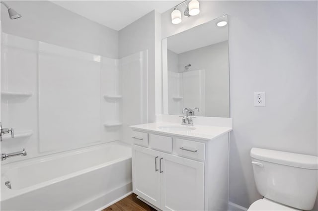 1768 Evenstad Way, Smyrna, GA 30080 - bathroom with toilet,  shower combination, vanity, and wood finished floors