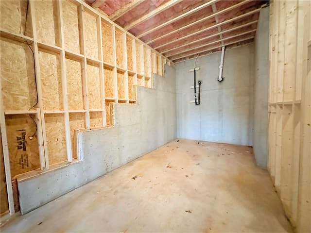 view of unfinished basement