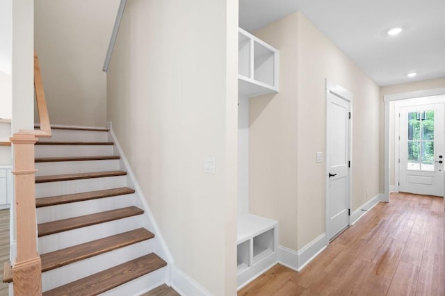 130 Doris Path, Dallas, GA 30157 - mudroom with light wood-style floors, baseboards, and recessed lighting