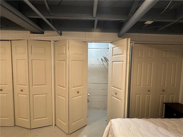 bedroom with two closets