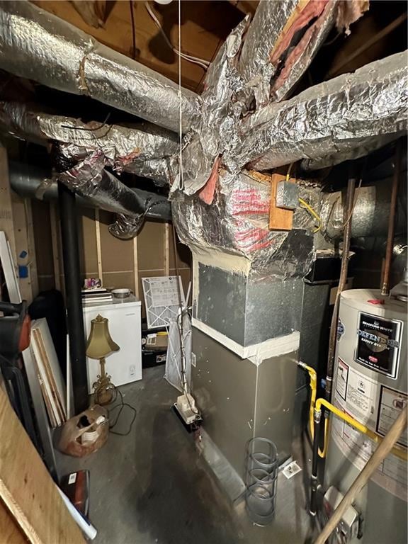 utility room featuring gas water heater and washing machine and dryer