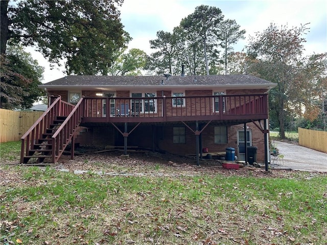 back of property featuring central AC and a wooden deck